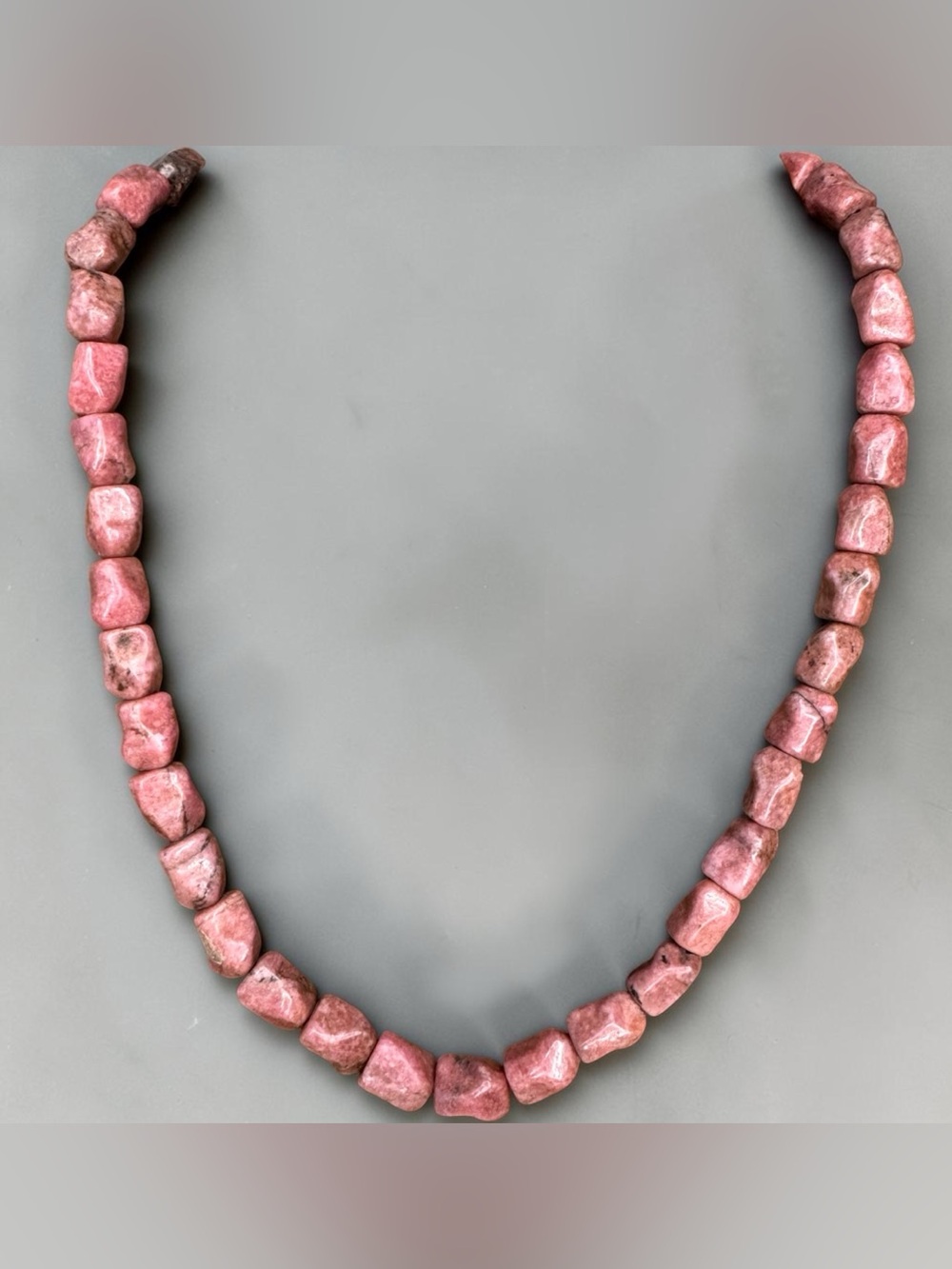 Genuine Thulite Stone Beaded Necklace